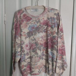 united states vintage sweater floral no size on tag so i have measured see pics